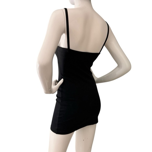 Vintage 90s Contempo Strappy Bodycon Mini Dress S Black Bejeweled Party Clubwear - Picture 10 of 16